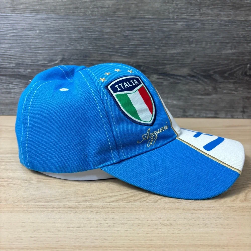 Italy Hat Cap Strap Back Blue Italia‎ Soccer Adjustable New Era Mens